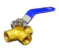 tripla valvola a sfera del tubo, Valvola a sfera a 3 vie con filettatura femmina BSP da 1/4 a 1 pollice, maniglia a L a passaggio completo for acqua, olio, aria e gas(Large)