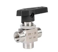 tripla valvola a sfera del tubo, Valvola a sfera a 3 vie in acciaio inossidabile, filettatura femmina BSPP, montaggio a pannello, diverse misure(G3/4 Inner Hole 9mm)