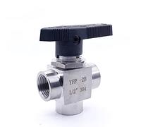 tripla valvola a sfera del tubo, Valvola a sfera a 3 vie in acciaio inossidabile, filettatura femmina BSPP, montaggio a pannello, diverse misure(G1/2 Inner Hole 7mm)