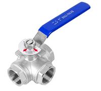 tripla valvola a sfera del tubo, Valvola a sfera a T a 3 vie in acciaio inossidabile SUS304, filettatura femmina, passaggio completo con maniglia, 3/8"-1"(3/8In)
