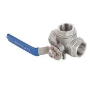 tripla valvola a sfera del tubo, Valvola a sfera in acciaio inossidabile a 3 vie, tipo L o T, dimensioni multiple, filettatura interna 304, valvola manuale(1-1/4in,L Type)