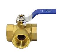 tripla valvola a sfera del tubo, Valvola a sfera in acciaio inossidabile a 3 vie, tipo L, passaggio completo, filettatura femmina da 1 pollice, controllo del flusso dell'acqua