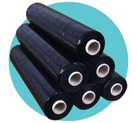 Triplast, pellicola per imballaggio, estensibile e restringente, 400 mm x 250 m, colore: nero (Confezione da 6)