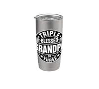 Triple Blessed Grandpa Of Three Nonno orgoglioso - Bicchiere termico in acciaio inox doppia parete