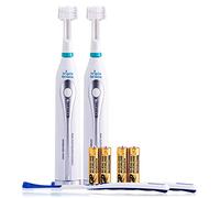 Triple Bristle GO | Spazzolino da denti sonico portatile con batteria AA per viaggi | Tre modalità potenti | Setole morbide in nylon - Anche per autistici e bisogni speciali adulti e bambini | Triple Bristle GO Confezione da due