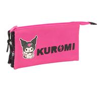 Triple Carry-All Kuromi Black Fuchsia 22 X 12 X 3 Cm NUOVO