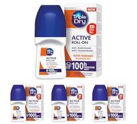 Triple Dry Anti-traspirante Roll-On Active | Deodorante roller contro forte sudorazione | Deodorante antibatterico per protezione 100 h | senza profumo | per donne e uomini | 50 ml (Confezione da 4)