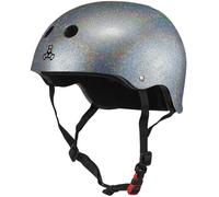 Triple Eight The Certified Sweatsaver Helmet for Skateboarding BMX Roller Derby and Roller Skating Silver Glitter XL/XXL