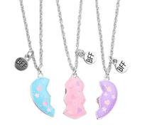 Triple Friendship Necklace - Magnetic Heart Charm, Matching Pendant