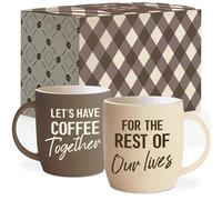 Triple Gifffted Let's Have Coffee Together, set di tazze da caffè per fidanzamenti, regali di nozze per coppie, sposi appena sposi addio al nubilato, lui e lei, Mr e Mrs, Natale, San Valentino, in