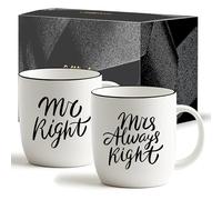 Triple Gifffted Mr E Mrs Always Right, Tazze Regali Originali Sposi Di Coppia, Idee Regalo Per Lui E Lei, Anniversario Matrimonio, Colazione, Fidanzamento, Nozze, Natale, Ceramica Mug, 380 ML