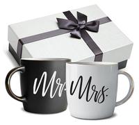 Triple Gifffted Mr E Mrs Tazze Colazione per Coppie, Idee Regali Matrimonio Per La Coppia Di Sposi, Fidanzamento, Anniversario, Lui Lei, Uomo Donna, Marito Moglie, Nozze, Natale, Ceramica Mug, 380 ML