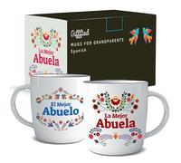 Triple Gifffted Regali per nonni, La Mejor Abuela e Abuelo tazze da caffè in spagnolo, latino migliore nonna e nonno, regalo Dia compleanno e Natale, Taza Abuelos, tazza in ceramica 370 ml