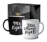 Triple Gifffted Tazza da caffè Mr Right Mrs Always Right, idea regalo per coppie, anniversario di matrimonio, fidanzamento, Natale, lui e lei, sposi, genitori, sposi novelli, addio al nubilato,
