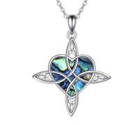 Triple Moon Celtic for Women Celtic Knot Heart Pendant Abalone Shell Ankh Cross Jewelry Christmas Birthday Gifts for Girls