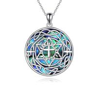 Triple Moon Celtic for Women Celtic Knot Heart Pendant Abalone Shell Ankh Cross Jewelry Christmas Birthday Gifts for Girls
