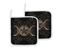 Triple Moon Goddess Pentagram Ornament 2 Pack Pot Holders for Kitchen Heat Resistant Oven Hot Pads for Cooking Baking