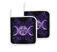 Triple Moon Goddess Pentagram Ornament 2 Pack Pot Holders for Kitchen Heat Resistant Oven Hot Pads for Cooking Baking