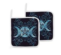Triple Moon Goddess Pentagram Ornament 2 Pack Pot Holders for Kitchen Heat Resistant Oven Hot Pads for Cooking Baking