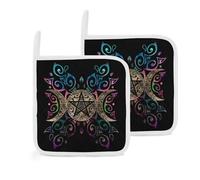 Triple Moon Goddess Pentagram Ornament 2 Pack Pot Holders for Kitchen Heat Resistant Oven Hot Pads for Cooking Baking
