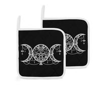Triple Moon Goddess Pentagram Ornament 2 Pack Pot Holders for Kitchen Heat Resistant Oven Hot Pads for Cooking Baking