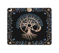 Triple Moon Goddess Pentagram Wiccan Tree Life Mousepad Portatile Mouse Pad Lavabile Tappetino per Mouse per Computer Ufficio Pc 25X30Cm