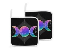 Triple Moon Goddess Wiccan Pagan Witch 2 Pack Pot Holders for Kitchen Heat Resistant Oven Hot Pads for Cooking Baking