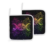 Triple Moon Goddess Wiccan Pagan Witch 2 Pack Pot Holders for Kitchen Heat Resistant Oven Hot Pads for Cooking Baking