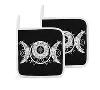 Triple Moon Goddess Wiccan Pagan Witch 2 Pack Pot Holders for Kitchen Heat Resistant Oven Hot Pads for Cooking Baking