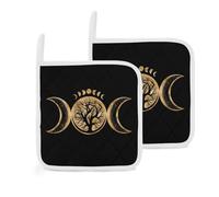 Triple Moon Pentagram Goddess Wican Art 2 Pack Pot Holders for Kitchen Heat Resistant Oven Hot Pads for Cooking Baking