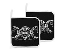 Triple Moon Pentagram Goddess Wican Art 2 Pack Pot Holders for Kitchen Heat Resistant Oven Hot Pads for Cooking Baking