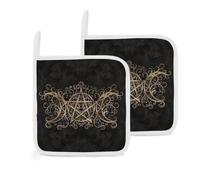 Triple Moon Pentagram Goddess Wican Art 2 Pack Pot Holders for Kitchen Heat Resistant Oven Hot Pads for Cooking Baking