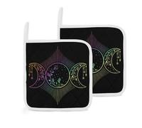 Triple-moon-vector-41747692 2 Pack Pot Holders for Kitchen Heat Resistant Oven Hot Pads for Cooking Baking