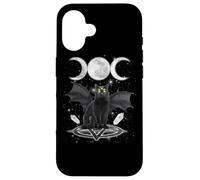 Triple Moon Witch Cat Wicca Wiccan Pagan Symbol Halloween Custodia per iPhone 16