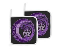 Triple Moon Witch Goddess Wicca Pentacle 2 Pack Pot Holders for Kitchen Heat Resistant Oven Hot Pads for Cooking Baking