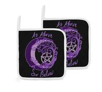 Triple Moon Witch Goddess Wicca Pentacle 2 Pack Pot Holders for Kitchen Heat Resistant Oven Hot Pads for Cooking Baking