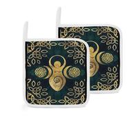 Triple Moon Witch Goddess Wicca Pentacle 2 Pack Pot Holders for Kitchen Heat Resistant Oven Hot Pads for Cooking Baking