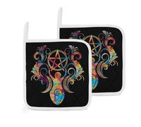 Triple Moon Witch Goddess Wicca Pentacle 2 Pack Pot Holders for Kitchen Heat Resistant Oven Hot Pads for Cooking Baking