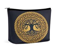 Triplice Dea con Pentagramma e Albero della Vita Wiccan Borsa Cosmetica Portatile Multifunzione Borsa Portaoggetti PU Borsa per Trucco, Organizer per Cancelleria con Cerniera per Riunione Ufficio