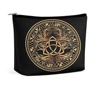 Triplice Dea con Pentagramma e Albero della Vita Wiccan Borsa Cosmetica Portatile Multifunzione Borsa Portaoggetti PU Borsa per Trucco, Organizer per Cancelleria con Cerniera per Riunione Ufficio