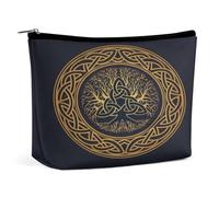 Triplice Dea con Pentagramma e Albero della Vita Wiccan Borsa Cosmetica Portatile Multifunzione Borsa Portaoggetti PU Borsa per Trucco, Organizer per Cancelleria con Cerniera per Riunione Ufficio, sti