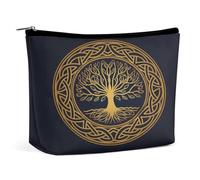 Triplice Dea con Pentagramma e Albero della Vita Wiccan Borsa Cosmetica Portatile Multifunzione Borsa Portaoggetti PU Borsa per Trucco, Organizer per Cancelleria con Cerniera per Riunione Ufficio