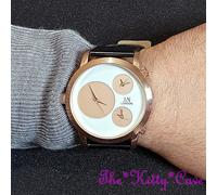 Triplo 3 Zona, Multi Quadranti, Tempo del Mondo Oro Rosa e Nera Pelle Orologio