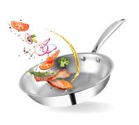 Triply - Padella in acciaio inox, 18 cm, spessore 2,5 mm, resistente ai graffi, adatta a induzione e gas, per friggere e cuocere