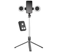 Trípode para selfies con luz | Soporte para trípode para teléfono 6 en 1 | Trípode multifuncional para teléfono celular, trípode extensible con control remoto inalámbrico para selfies, transmisión en