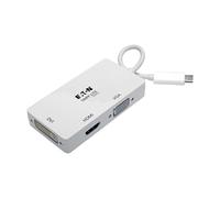 Tripp Lite Adattatore convertitore multiporta da USB-C a HDMI, VGA o DVI, 4K a 60Hz HDMI o 1920x1200 DVI e VGA, nessun software necessario, estensione e duplicazione video, bianco, 3 anni di garanzia
