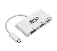 Tripp Lite Adattatore da USB C a HDMI/DisplayPort/VGA (M/F), USB 3.1 Gen 1, Thunderbolt 3 a HDMI/DisplayPort/VGA, adattatore 4K, bianco (U444-06N-HVDPW)