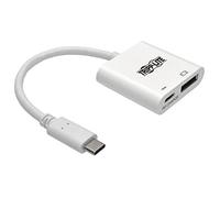 Tripp Lite Cavo adattatore da USB-C a DisplayPort, cavo convertitore da USB C a DP con equalizzatore, 8K UHD, HDR, ricarica PD 60 W, 6 pollici, bianco (U444-06N-DP8WC)