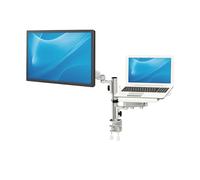 Tripp Lite DDR1732NBMTAA - Supporto per laptop e monitor, robusto supporto con morsetto da tavolo, display da 17 a 32 pollici, conforme VESA, bracci full motion, struttura in alluminio, conforme TAA,