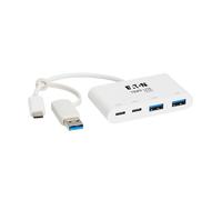 Tripp Lite Hub USB-C a 4 porte per laptop, 2 porte USB-A e 2 porte USB-C - USB 3.2 Gen 2 con trasferimento dati da 10 Gbps, compatibile con Thunderbolt 3, nessun software necessario, bianco, garanzia